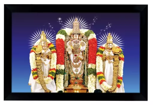 IBA Indianbeautifulart Lord Ventkteshwara Swamy плакат с рамкой благоприятный индуистский бог фоторамка для подарка 6 x 8 inches чёрный