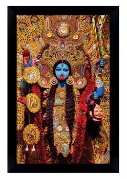 IBA Indianbeautifulart Маа Каали плакат с рамкой стены Бог фоторамка Святой индуистский религиозный плакат домашний декор готов повесить деревянный 6 x 8 inches чёрный