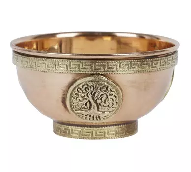 IBA Indianbeautifulart Медная чаша для подношений - Чаша для подношений Древа жизни - Отлично подходит для использования на алтаре - Ритуальное использование - Маленькая чаша для курильницы 8cmx4cm коричневый
