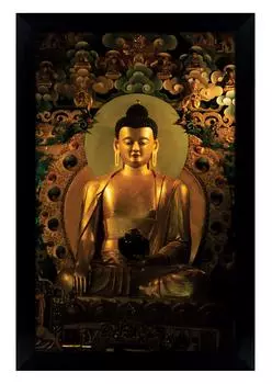 IBA Indianbeautifulart Мирный Гаутам Будда Цифровые принты Плакат с рамкой для гостиной Домашний декор Современное произведение искусства Рамка Деревянная рама для стены 6 x 8 inches чёрный