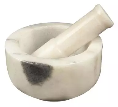 IBA Indianbeautifulart Мраморная каменная ступка и набор пестиков Натуральный полированный камень - Белая дробилка для таблеток - Мельница для специй - Чаша для трав - Песто белый