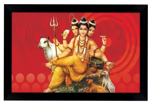 IBA Indianbeautifulart настенная фоторамка с Богом Шри Гуру Даттатрея домашний декор религиозный плакат с рамкой фоторамка с Богом для подарка 6 x 8 inches чёрный