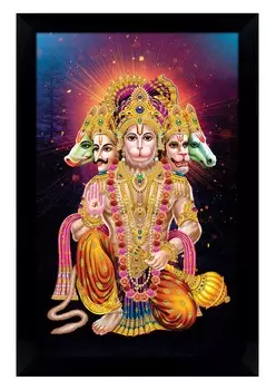 IBA Indianbeautifulart Panch Mukhi Hanuman фоторамка религиозный плакат черная настенная рамка божество фоторамка 6 x 8 inches чёрный