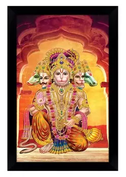 IBA Indianbeautifulart Panch Mukhi Hanuman фоторамка религиозный плакат черная настенная рамка божество фоторамка 6 x 8 inches чёрный