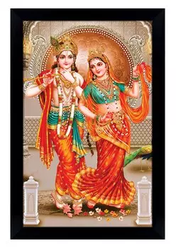 IBA Indianbeautifulart Радха Кришна Фоторамка Религиозный Плакат Черная Настенная Рамка Божество Фоторамка Декор Стены Для Домашнего Офиса Храм-10x12 6 x 8 inches чёрный