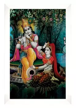 IBA Indianbeautifulart Радха Кришна фоторамка религиозный плакат белая настенная рамка божество фоторамка Настенный декор для домашнего офиса храм-10x12 6 x 8 inches белый