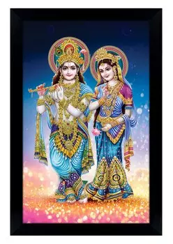 IBA Indianbeautifulart Радха Кришна Фоторамка Религиозный Плакат Черная Настенная Рамка Божество Фоторамка Декор Стены Для Домашнего Офиса Храм-10x12 6 x 8 inches чёрный