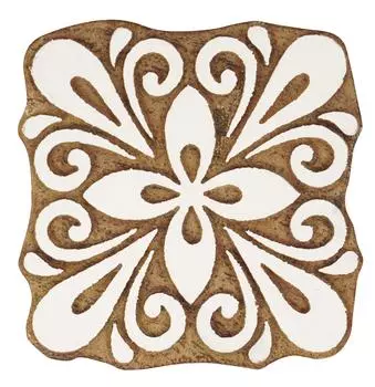 IBA Indianbeautifulart Текстильный блок для печати Азиатский цветочный мотив Ручная резная деревянная печать Печать на деревянных блоках 3 Inches коричневый