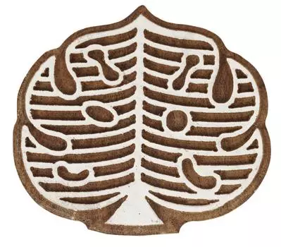 IBA Indianbeautifulart Текстильный блок для печати Тропический лист ручной работы Деревянный штамп Печать на деревянных блоках Текстильные штампы для ткани Керамика 2.5 inches коричневый