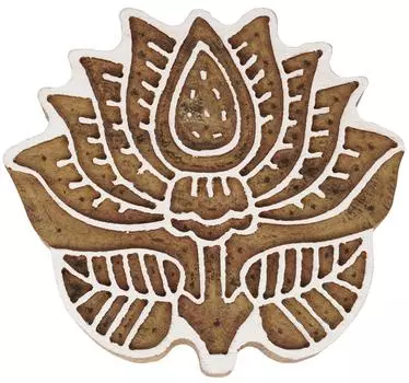 IBA Indianbeautifulart Текстильный блок для печати Лотос Ручная резная деревянная печать Печать на деревянных блоках Текстильные штампы для ткани Керамические блоки, 3 3 Inches коричневый