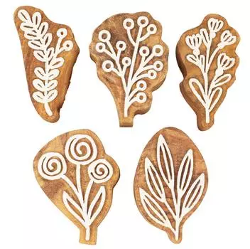IBA Indianbeautifulart Текстильный блок для печати Листья папоротника Ручная резная деревянная печать Деревянный блок для печати Текстиль 2.5 Inches коричневый