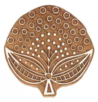 IBA Indianbeautifulart Текстильный блок для печати Азиатский цветочный мотив в виде листьев Ручная резная деревянная печать Печать на деревянных блоках 3 inches коричневый