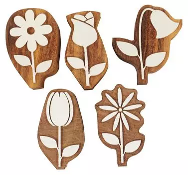 IBA Indianbeautifulart Текстильный блок для печати Цветок Ручная резная деревянная печать Деревянный блок для печати Текстиль 2.5 Inches коричневый