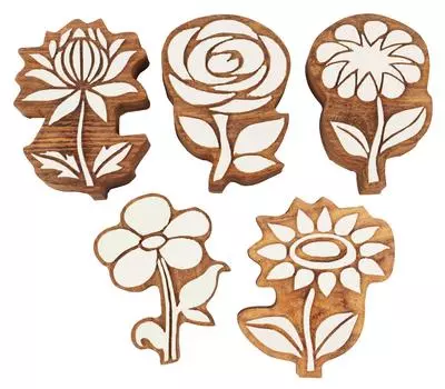 IBA Indianbeautifulart Текстильный блок для печати Цветок Ручная резная деревянная печать Деревянный блок для печати Текстиль 2.5 Inches коричневый