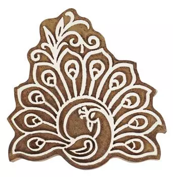 IBA Indianbeautifulart Текстильный блок для печати Павлин ручной резной деревянный штамп Печать на деревянных блоках Текстильные штампы для ткани Гончарные блоки-3 3 inches коричневый