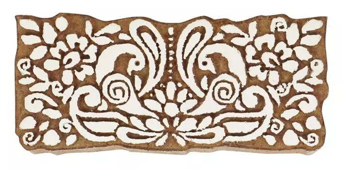 IBA Indianbeautifulart Текстильный блок для печати Азиатский павлин Ручная резная деревянная печать Печать на деревянных блоках Текстильные штампы для ткани Гончарные блоки-3 3 inches коричневый