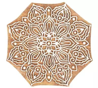 IBA Indianbeautifulart Текстильный блок для печати Азиатский мотив мандалы Ручная резная деревянная печать Печать на деревянных блоках 4 Inches коричневый