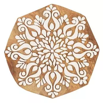IBA Indianbeautifulart Текстильный блок для печати Азиатский мотив мандалы Ручная резная деревянная печать Деревянный блок для печати Текстильный штамп для ткани 4 Inches коричневый