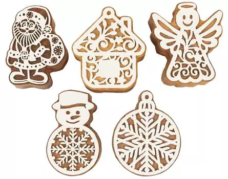 IBA Indianbeautifulart Текстильный блок для печати Рождественские тематические украшения Ручная резная деревянная печать Деревянный блок для печати Текстиль 2.5 Inches коричневый