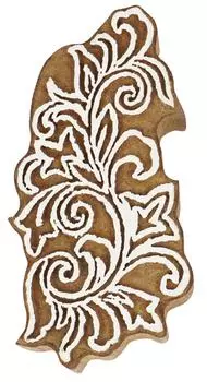 IBA Indianbeautifulart Текстильный блок для печати Азиатский бордюрный мотив Ручная резная деревянная печать Деревянный блок для печати Текстиль 3 inches коричневый