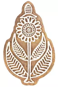 IBA Indianbeautifulart Текстильный блок для печати Цветочный мотив Ручная резная деревянная печать Печать на деревянных блоках Текстильные штампы для ткани Керамические блоки-3 3 inches коричневый