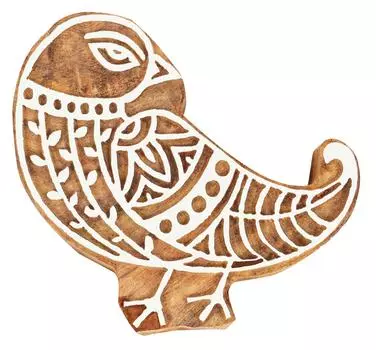 IBA Indianbeautifulart Текстильный блок для печати Птица Ручная резная деревянная печать Печать на деревянных блоках Текстильные штампы для ткани Керамические блоки-3 3 inches коричневый