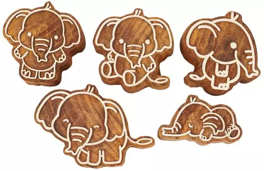IBA Indianbeautifulart Текстильный блок для печати Слоненок Ручная резная деревянная печать Деревянный блок для печати Текстиль 2.5 Inches коричневый