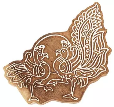 IBA Indianbeautifulart Текстильный блок для печати Павлин ручной резной деревянный штамп Печать на деревянных блоках Текстильные штампы для ткани Гончарные блоки-3 3 inches коричневый