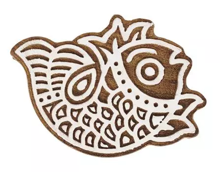 IBA Indianbeautifulart Текстильный блок для печати Рыба Ручная резная деревянная печать Печать на деревянных блоках Текстильные штампы для ткани Керамические блоки, 3 3 Inches коричневый