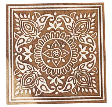 IBA Indianbeautifulart Текстильный печатный блок Азиатский квадратный подробный блок с ручной резьбой Деревянный штамп Деревянный блок 4 Inches коричневый