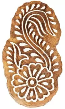 IBA Indianbeautifulart Текстильный печатный блок Азиатский цветочный ручной резной деревянный штамп Печать на деревянных блоках Текстильный штамп для ткани Керамические блоки - 2,5 2.5 Inches коричневый