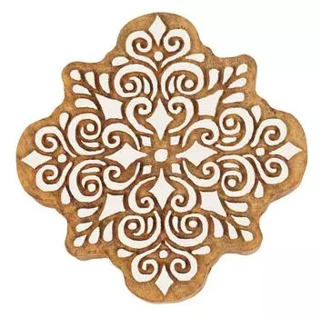 IBA Indianbeautifulart Текстильный печатный блок Азиатский мотив мандалы Ручная резная деревянная печать Деревянный блок 3 inches коричневый