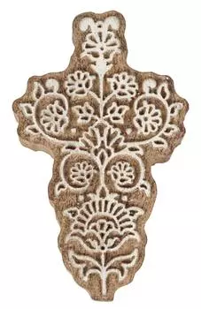 IBA Indianbeautifulart Текстильный печатный блок Азиатский цветочный бордюрный мотив Ручная резная деревянная печать Печать на деревянных блоках 3 Inches коричневый