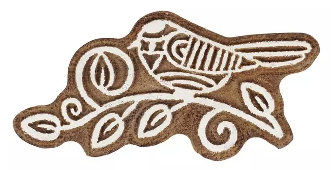 IBA Indianbeautifulart Текстильный печатный блок Bird & Leaf, ручная резная деревянная печать, деревянная блочная печать, текстильные штампы для ткани, керамики 2.5 inches коричневый