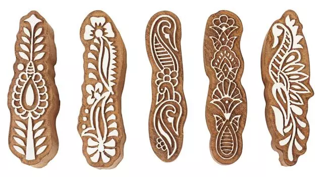 IBA Indianbeautifulart Текстильный печатный блок, бордюрные мотивы, ручная резная деревянная печать, деревянная блочная печать, текстиль 3 Inches коричневый