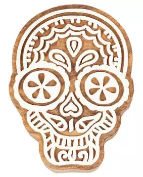 IBA Indianbeautifulart Текстильный печатный блок Череп, ручная резная деревянная печать, печать на деревянных блоках, текстильные штампы для ткани, гончарные блоки-3 3 inches коричневый