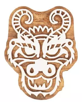 IBA Indianbeautifulart Текстильный печатный блок Dragon Face Ручная резная деревянная печать Печать на деревянных блоках Текстильные штампы для ткани Керамические блоки-3 3 inches коричневый