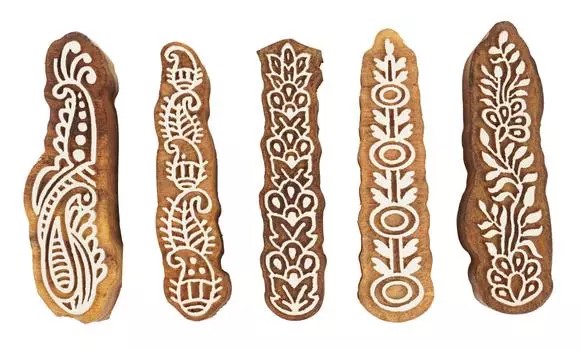 IBA Indianbeautifulart Текстильный печатный блок Граница ручной работы Деревянные буквы Деревянный штамп 3 Inches коричневый