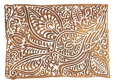 IBA Indianbeautifulart Текстильный печатный блок Этнический цветочный ручной резной деревянный штамп Печать на деревянных блоках Текстильный штамп для ткани Керамические блоки-5 5 Inches коричневый