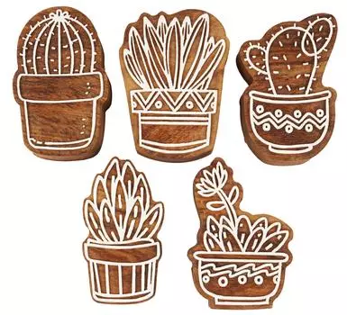 IBA Indianbeautifulart текстильный печатный блок кактус ручная резная деревянная печать деревянная блочная печать текстильные штампы 3 Inches коричневый
