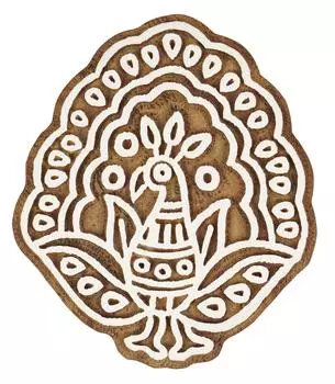 IBA Indianbeautifulart Текстильный печатный блок Павлин, ручная резная деревянная печать, печать на деревянных блоках, текстильные штампы для тканевых гончарных блоков, 3 3 Inches коричневый