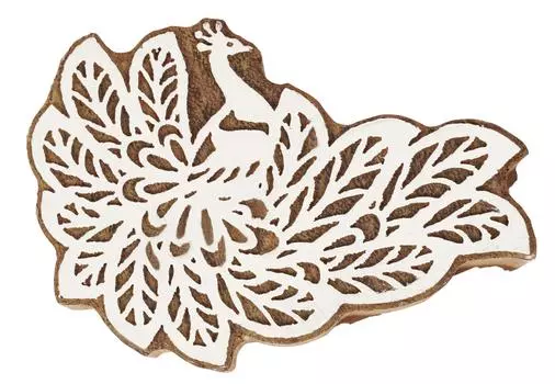 IBA Indianbeautifulart Текстильный печатный блок Павлин, ручная резная деревянная печать, печать на деревянных блоках, текстильные штампы для тканевых гончарных блоков, 3 3 Inches коричневый