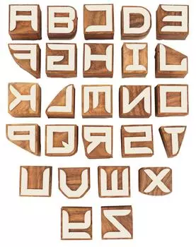 IBA Indianbeautifulart Текстильный печатный блок Прописные буквы A-Z Алфавит ручной резьбы по дереву Буквы Деревянный штамп Деревянный блок 1 Inches коричневый