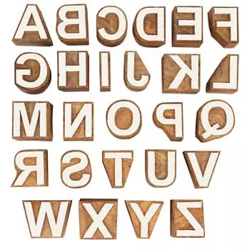 IBA Indianbeautifulart Текстильный печатный блок Прописные буквы A-Z Алфавит ручной резьбы по дереву Буквы Деревянный штамп Деревянный блок 1 Inches коричневый