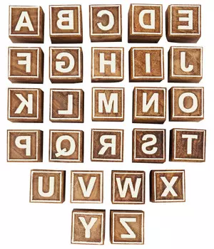 IBA Indianbeautifulart Текстильный печатный блок Прописные буквы A-Z Алфавит ручной резьбы по дереву Буквы Деревянный штамп Деревянный блок 1 Inches коричневый