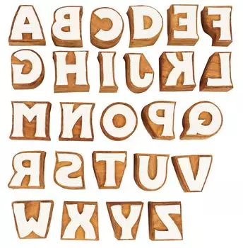 IBA Indianbeautifulart Текстильный печатный блок Прописные буквы A-Z Алфавит ручной резьбы по дереву Буквы Деревянный штамп Деревянный блок 1 Inches коричневый