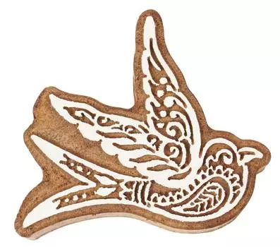 IBA Indianbeautifulart Текстильный печатный блок Птица Ручная резная деревянная печать Деревянная блочная печать Текстильная печать для ткани Керамические блоки-2,5 2.5 Inches коричневый