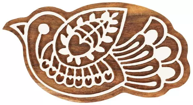 IBA Indianbeautifulart Текстильный печатный блок Птица Ручная резная деревянная печать Древесина 3 inches коричневый