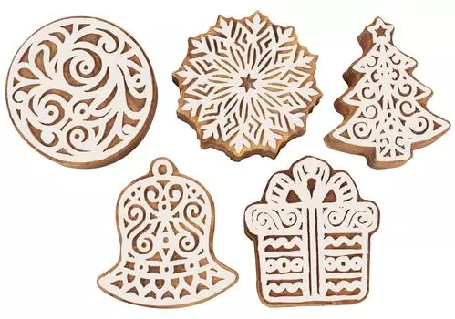 IBA Indianbeautifulart Текстильный печатный блок Рождественские тематические украшения Ручная резная деревянная печать Деревянный блок 2.5 Inches коричневый