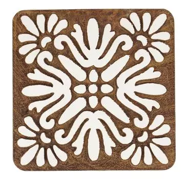 IBA Indianbeautifulart Текстильный печатный блок с цветочным мотивом, ручная резная деревянная печать, печать на деревянных блоках, текстильные штампы для ткани, керамические блоки, 3 3 Inches коричневый